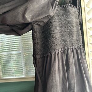 AE above knee  Elegant Black Smocked Dress